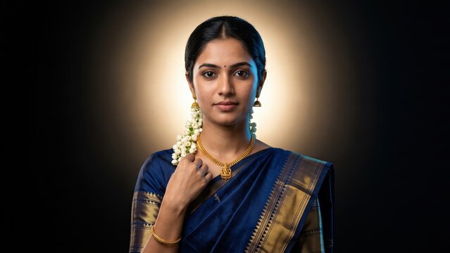 Mysore Silk Saree &ndash; Elegant Kannadiga Woman in Traditional Dasara Fashion.