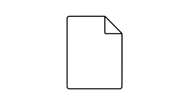 File Document Sheet Icon with Corner Fold - Minimalist Line Vector Illustration for Web Design, App Interface, UI Elements, Office and Business Applications, Clean Outline Style
