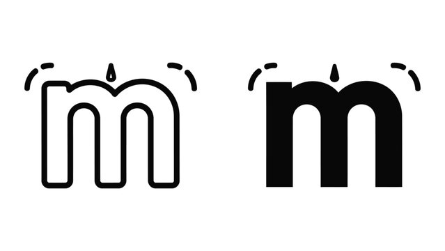 Lowercase letter m vector illustration with decorative accents in bold black style