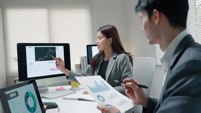 Business Team Analyzing Financial Growth Charts