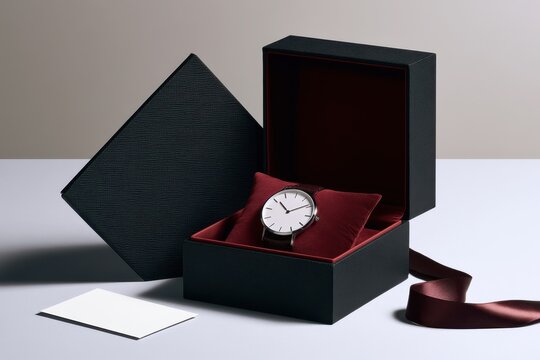 Open velvet-lined watch box with luxury interior for gift presentation