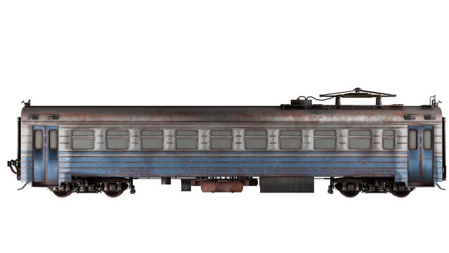 Old broken electric passenger train