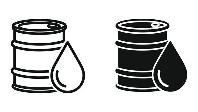 Oil barrel with drop icon set isolated on transparent background