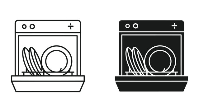 Modern dishwasher appliance icon vector illustration isolated on transparent background