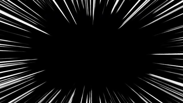 4k retro anime speedlines white on black overlay, looping, authentic vintage 80's analog style effect