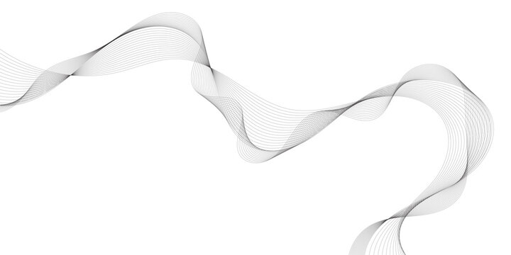 Grey Abstract Wave Line Background with Flowing Curves, Geometric Border Pattern, Digital Technology Concept and Clean Vector Illustration.