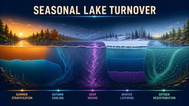 Seasonal Lake Turnover Redistributes Oxygen Through Deep Mixing