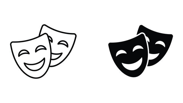 Comedy and tragedy theater masks for performing arts and drama vector illustration
