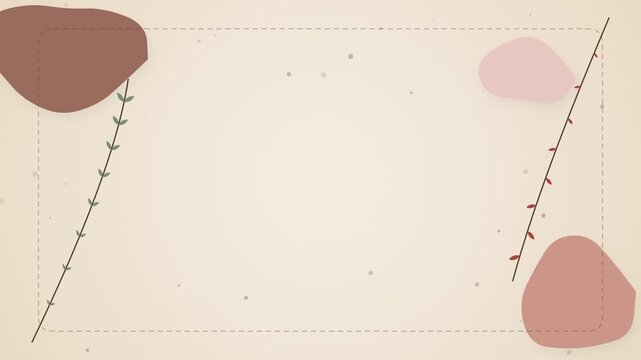 Minimalist beige background with abstract shapes and thin floral line art frames decorative template soft colors botanical elegant decorative template soft colors