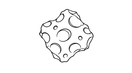 Hand-traced vector icon of meteorite iron fragment with thumbprint pits, irregular cratered surface texture, rough space rock illustration on white background - detailed commercial stock imagery © Alenas