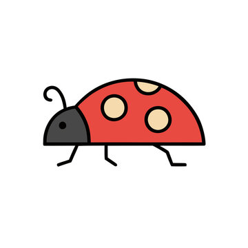 Flat illustration of a red ladybug with spots