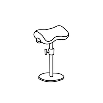 Ergonomic medical saddle stool line art vector icon