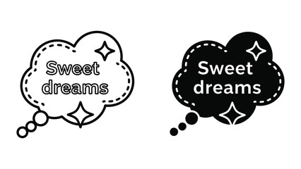 Fototapeta premium Sweet dreams cloud speech bubble vector icons isolated on transparent background