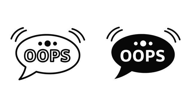 Oops error speech bubble vector icons isolated on transparent background for ui