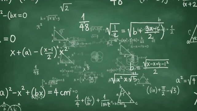 Green Screen Math Formula Background Loop Educational School Chalkboard Animation