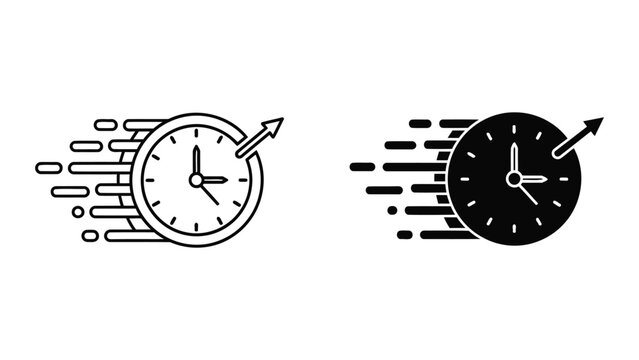 Fast clock vector with arrow and motion lines