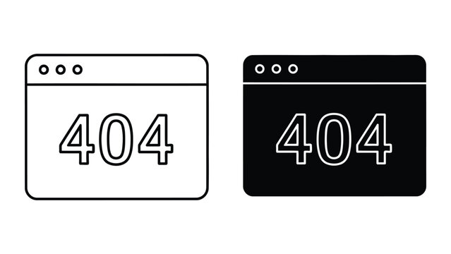 Web page 404 error message icon vector set isolated on transparent background