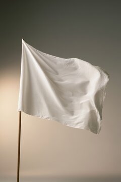 Monochrome still life of a white flag with delicate texture against a neutral backdrop