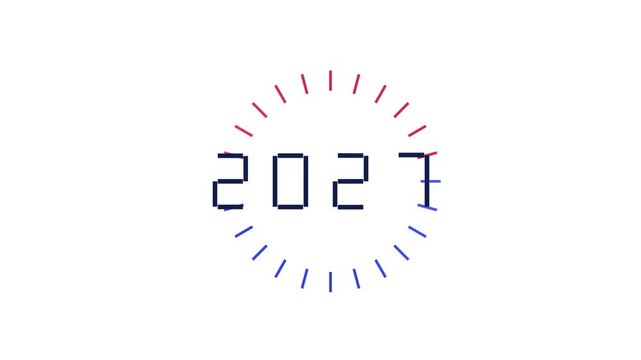 Digital year 2023 number animation stock video footage. Glowing numbers with radial lines transition effect. Seamless loop clip with dolly motion