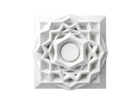 white geometric pattern with intricate design and transparent background