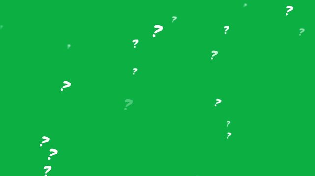 Animated Question Marks Floating on Green Screen Background Seamless Loop