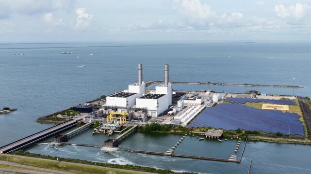 Aerial view of the Maxima power plant near Lelystad in the Netherlands