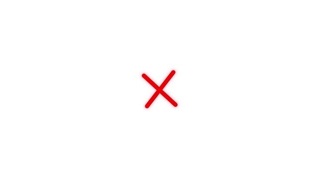 Red X letter, Prohibition, error, wrong marker icon, cross mark icon animation, wrong, Error. Failed icon animation, stop or close Icon chroma key background.Red cross mark animation,red cross mark 4k