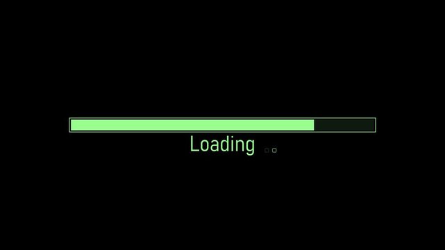 Simple loading bar and the word loading showing progress wait and system status animation