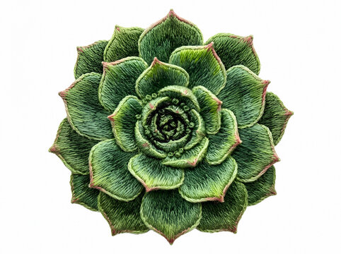 Overhead view of a vibrant green succulent plant with tightly packed rosette leaves displaying intricate texture and natural striations