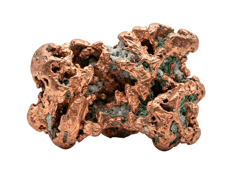 Native copper nugget isolated on transparent background