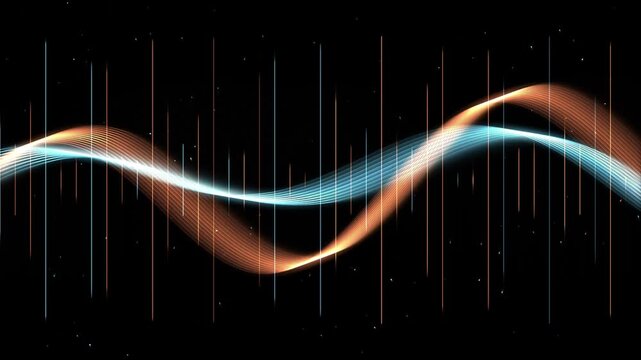 Quantum acoustic harmonic waves with glowing pink paths creating a futuristic resonant energy pattern in a seamless motion loop