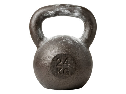 A 24-kilogram cast iron kettlebell with a handle for strength training exercises.