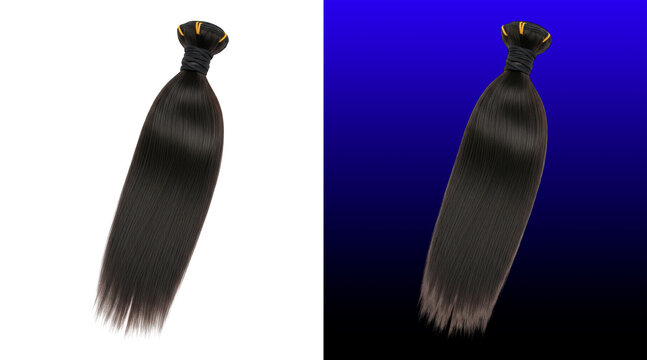 Long straight black human hair extensions tied up