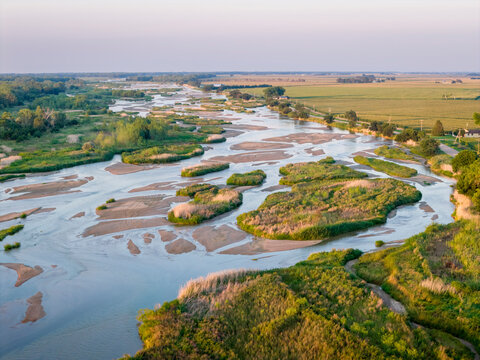 summer sunset over the Platte River and plains near Kerney, Nebraska