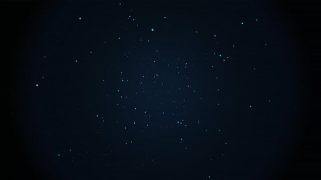 Abstract particles floating and sparkling across dark digital space, dynamic video background footage.