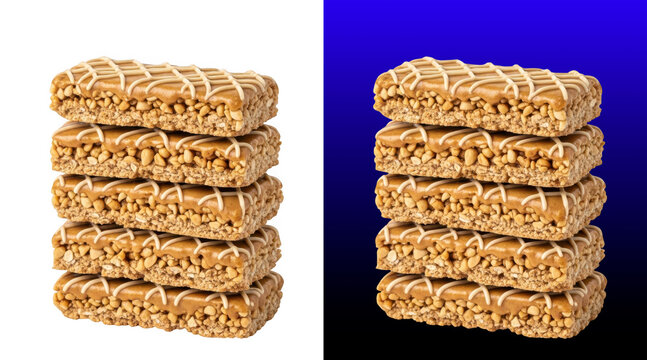 Stacked Crunchy Nut Bars with Caramel Drizzle