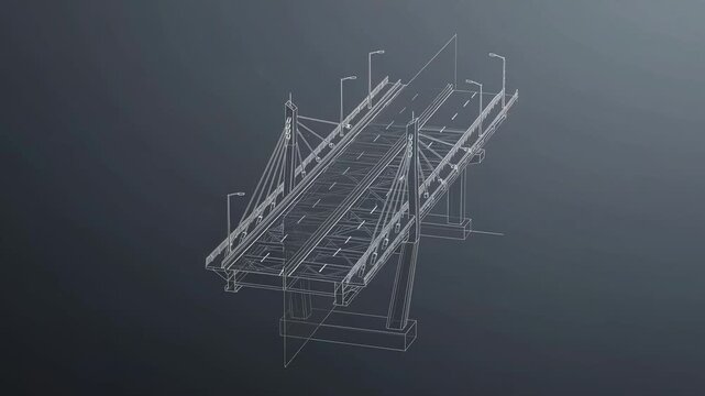 Isometric View of Modern Bridge Construction Segment with Clean Design Elements