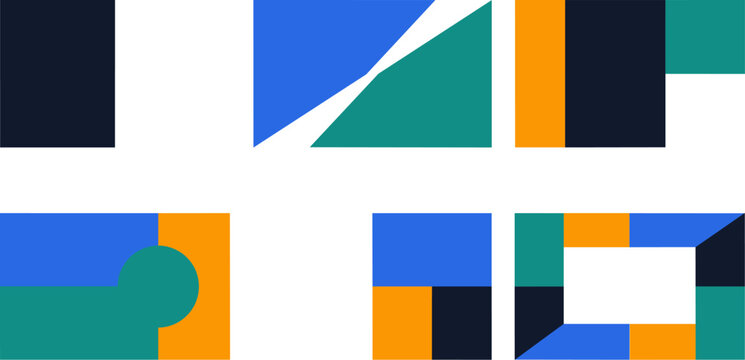 Abstract geometric background with vibrant colors and overlapping rectangular shapes