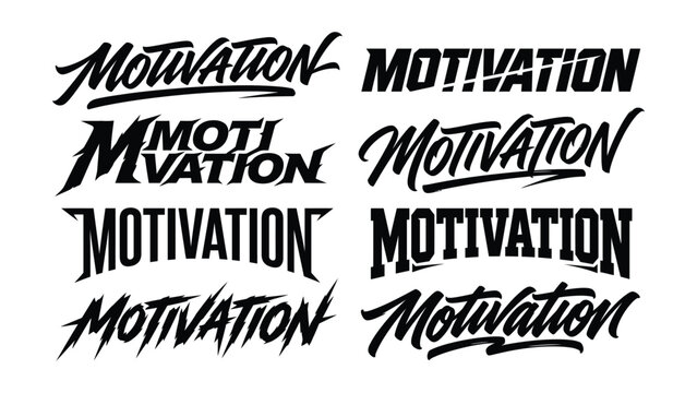 Motivation typography lettering set brush script inspirational quote font text vector bundle
