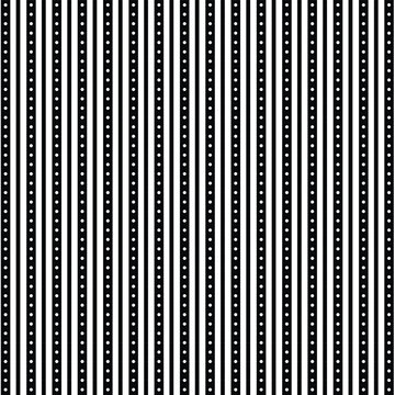 Abstract black and white seamless pattern featuring geometric vertical stripes and parallel dashed line textures for minimalist vector backgrounds, modern textile prints, and graphic layouts.