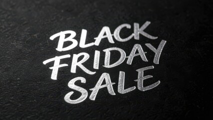 Fototapeta premium bold metallic silver calligraphy black friday sale on textured matte cardstock for premium advertising copy space
