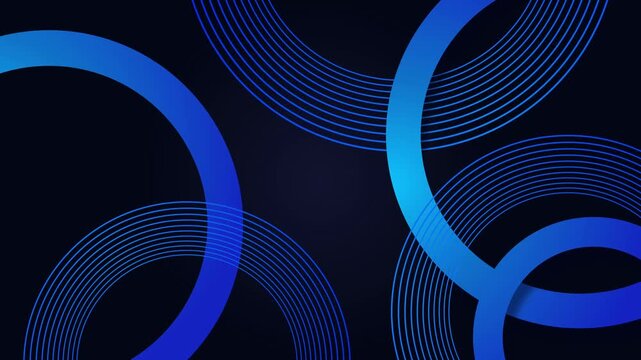 Abstract circular line pattern on background with glowing rings and curved shapes animation