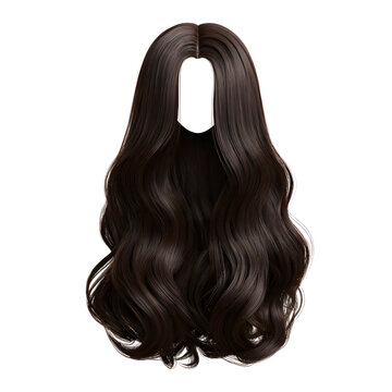 Long wavy brown hair flowing down for wigs