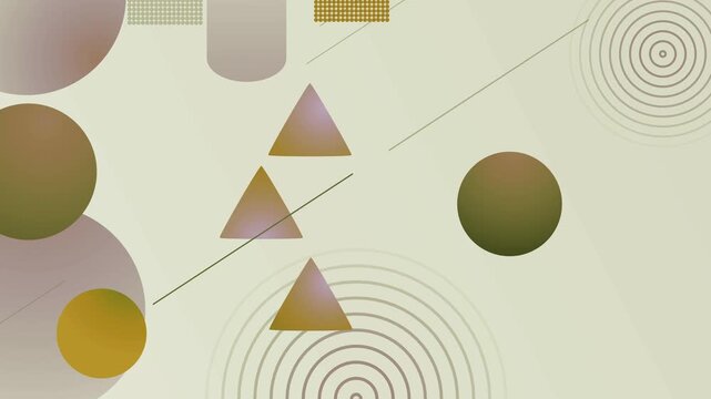 Abstract geometric background with glowing triangles circles lines and spiral rings gradient backdrop animation