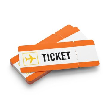 Orange airplane ticket mockup with shadow