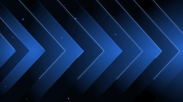 Abstract chevron arrows on a dark background creating a fast forward motion and modern tech style design animation
