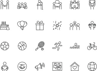 Obraz premium Set of diverse flat icons representing family, celebration, sports, and daily activities