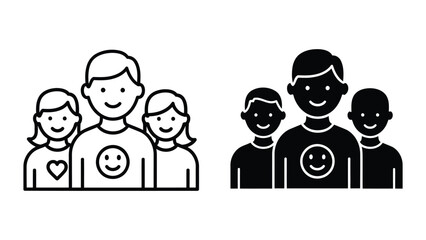 Fototapeta premium Happy family icon set isolated on white for parenting and community website elements