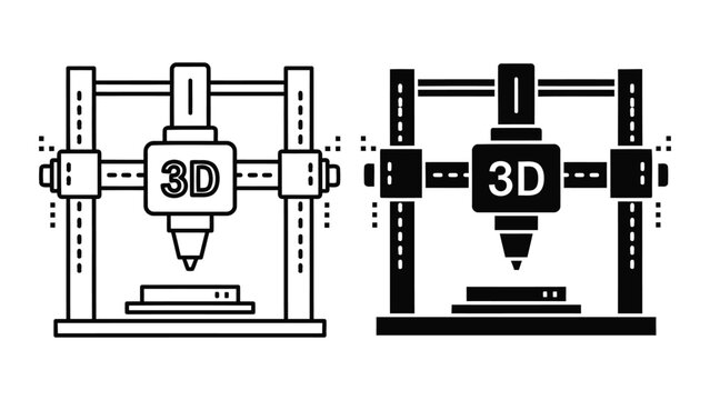 Advanced 3d printer machine vector icons for modern additive manufacturing concepts