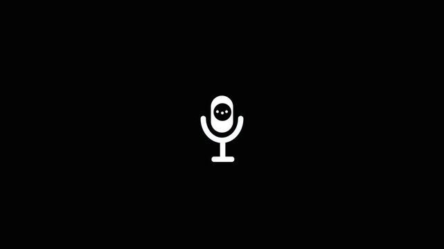 White microphone icon pulsing on a black background a minimalist graphic of centered on solid screen